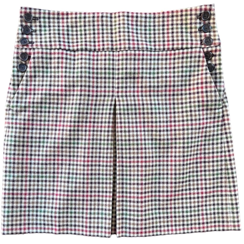 J. Crew 100% Wool plaid pleated skirt Size 10
